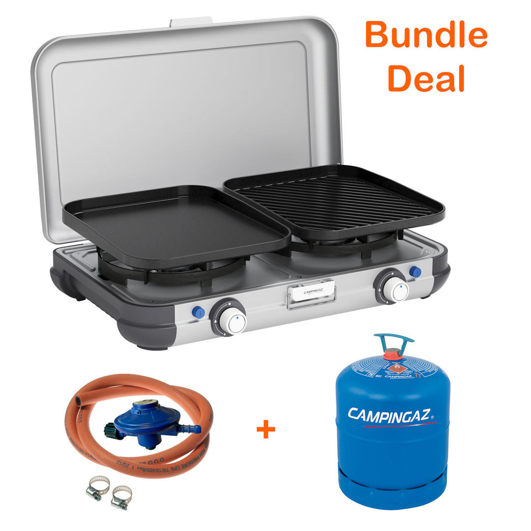 Campingaz Camping Kitchen 2 Grill & Go Gas Stove - BUNDLE DEAL