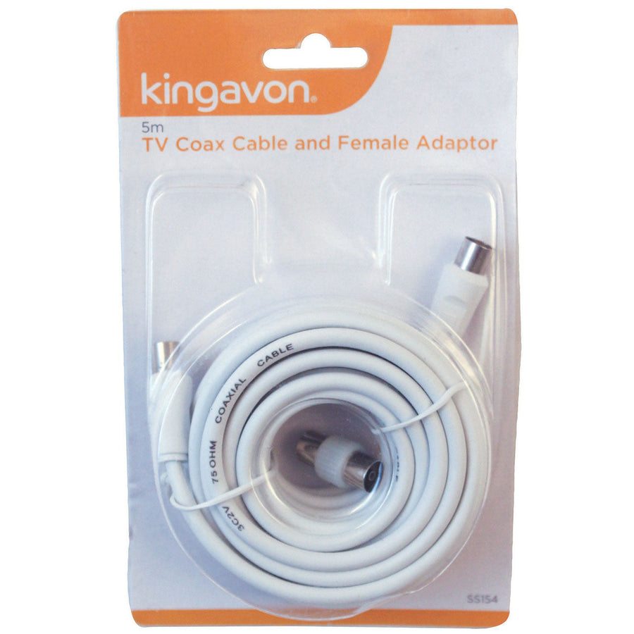 Kingavon 5m TV Coax Cable & Adaptor