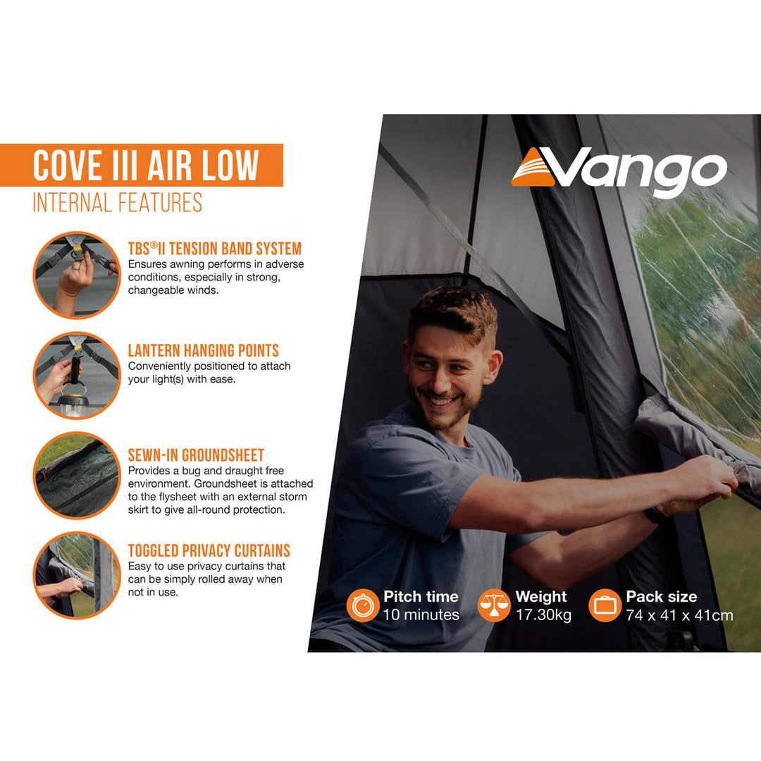 Vango Cove III Air 150D Low Drive-Away Awning