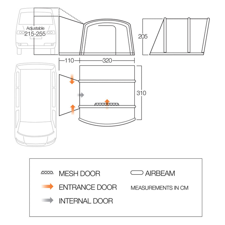 Vango Cove III Air 150D Mid Drive-Away Awning