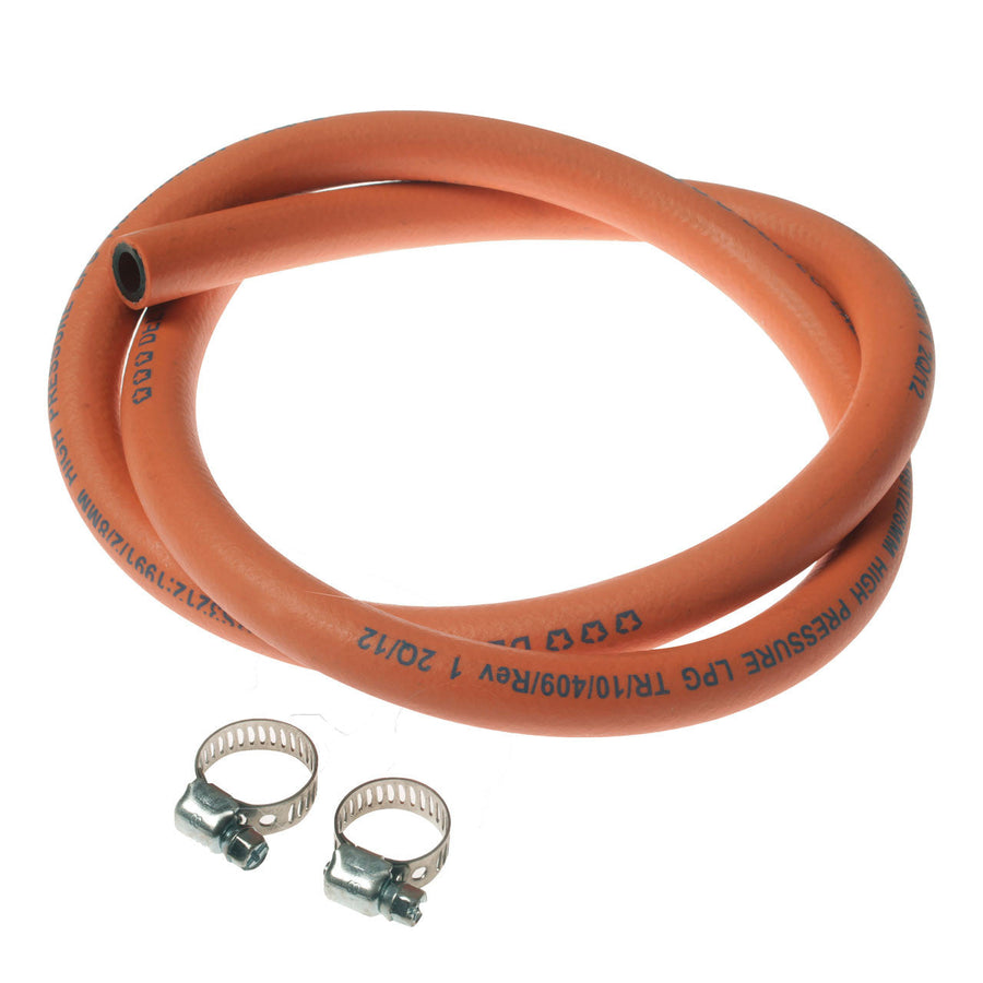 Reinforced Orange Gas Hose & Clips 1m pack