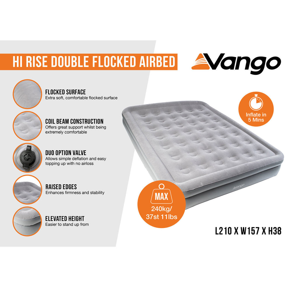 Vango Hi Rise Double Flocked Airbed