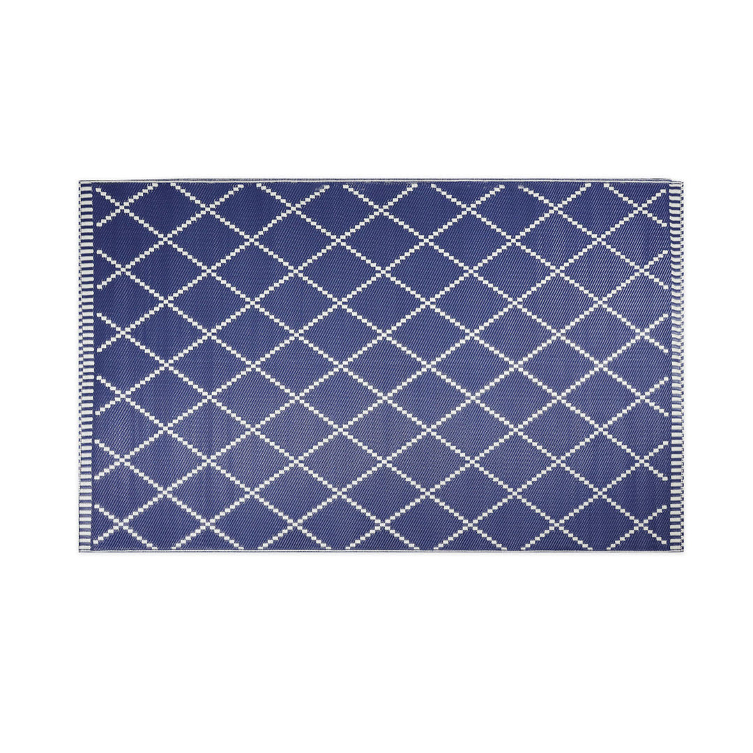 Gardenwize Piazza Outdoor Rug (Navy/Cream) - 150cm x 250cm