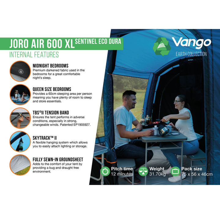 Vango Joro 600XL Sentinel Eco Earth Dura Air Tent