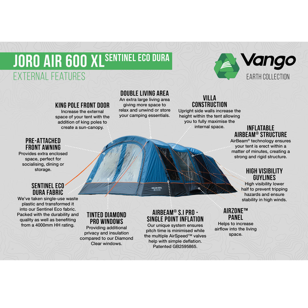 Vango Joro 600XL Sentinel Eco Earth Dura Air Tent