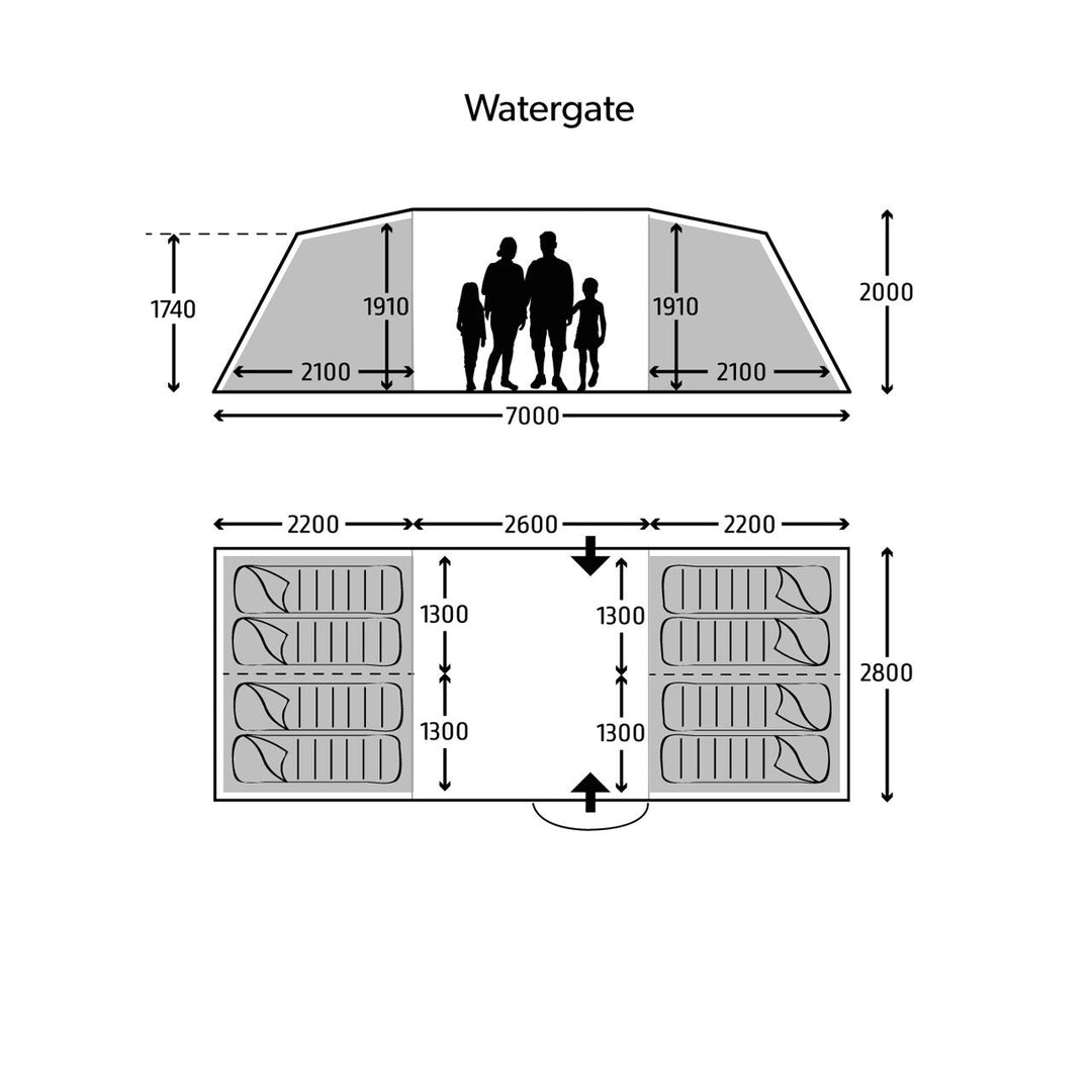 Kampa Watergate 8 Poled Tent Bundle