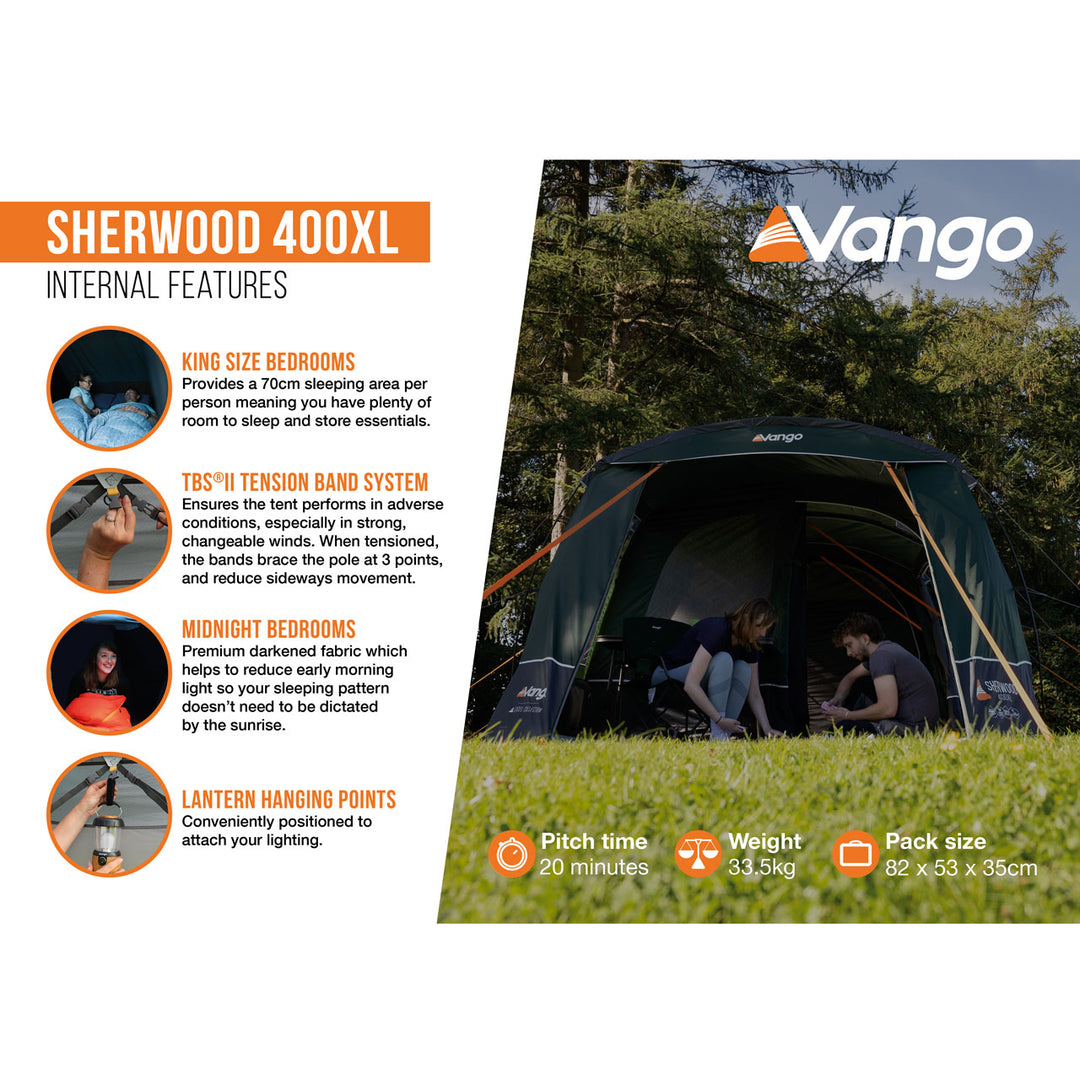 Vango Sherwood 400XL Poled Tent Package