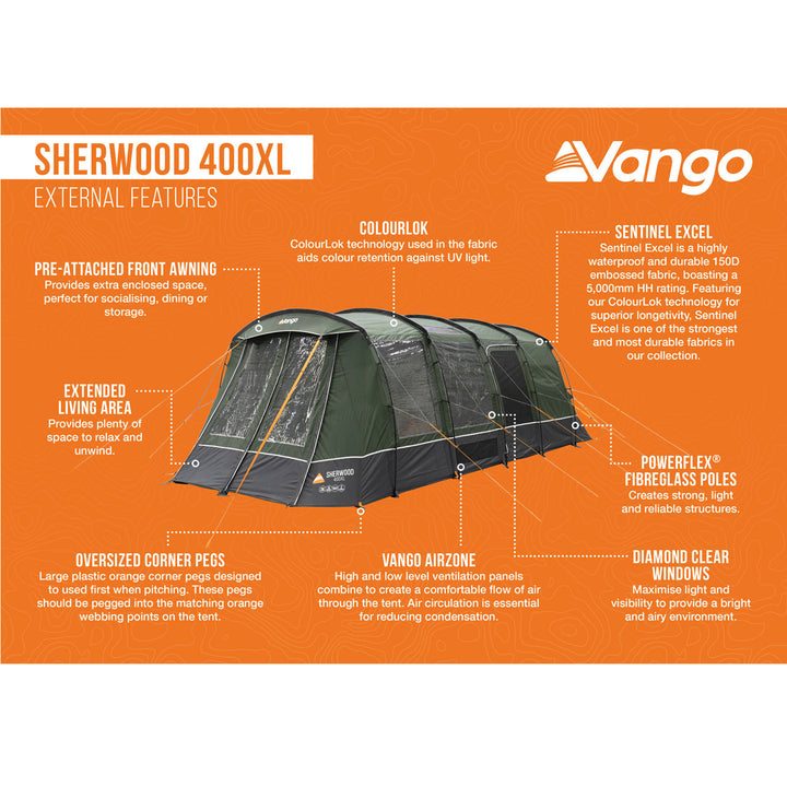 Vango Sherwood 400XL Poled Tent Package