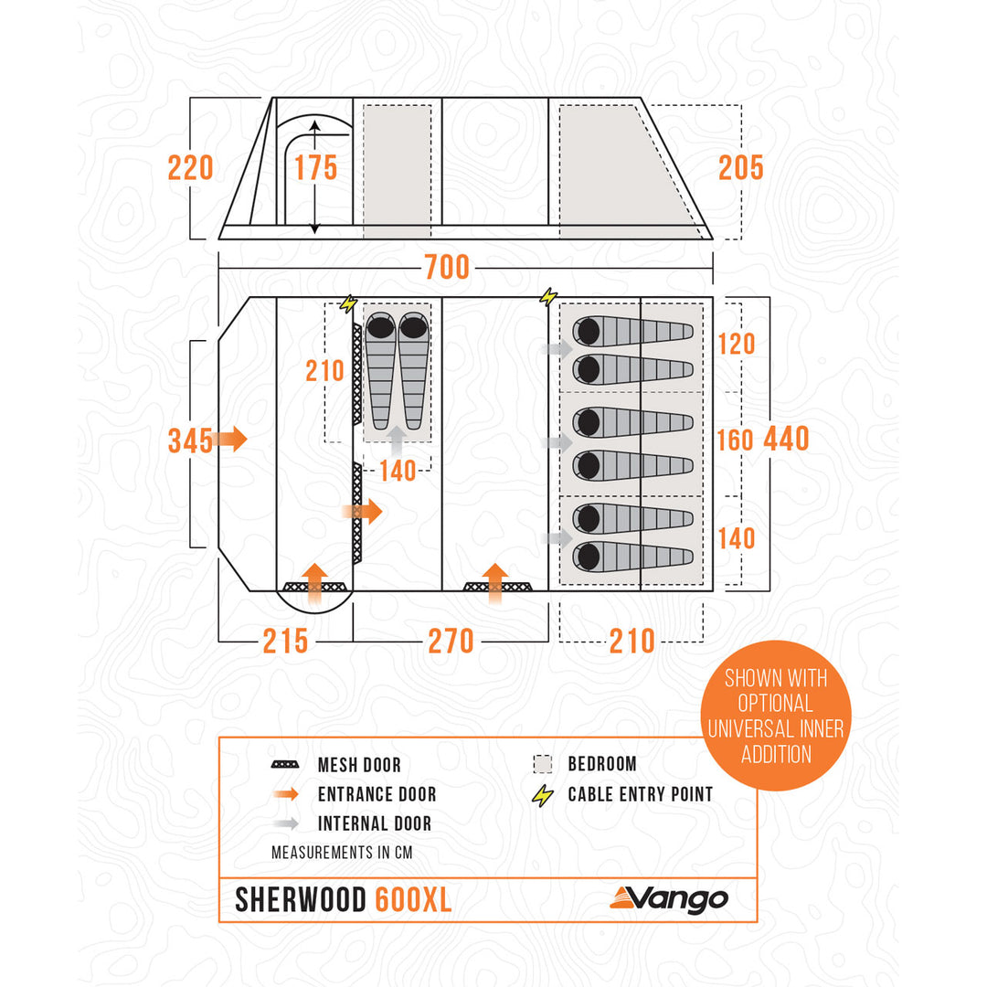 Vango Sherwood 600XL Poled Tent Package
