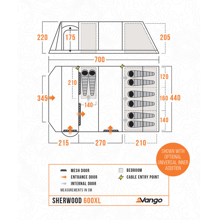 Vango Sherwood 600XL Poled Tent Package