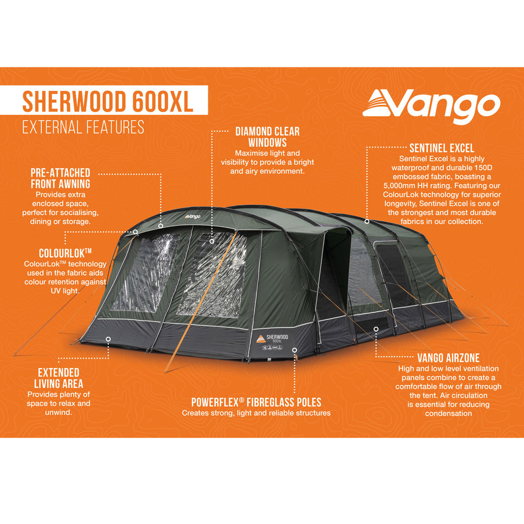 Vango Sherwood 600XL Poled Tent Package