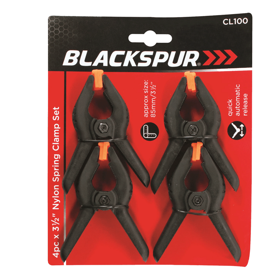 Blackspur 4pc 3½” Nylon Spring Clamp Set