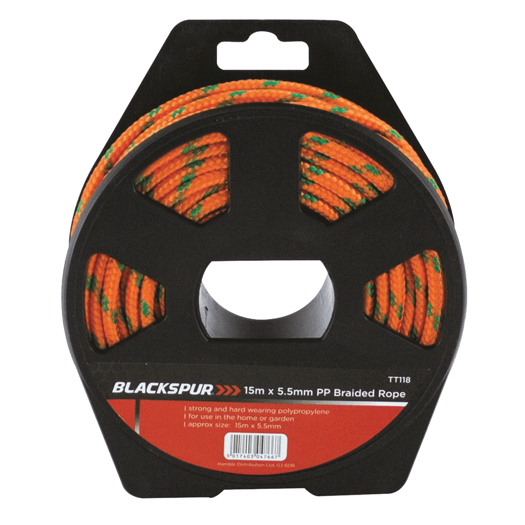 Blackspur 15M x 5.5mm PP Braided Rope On Reel