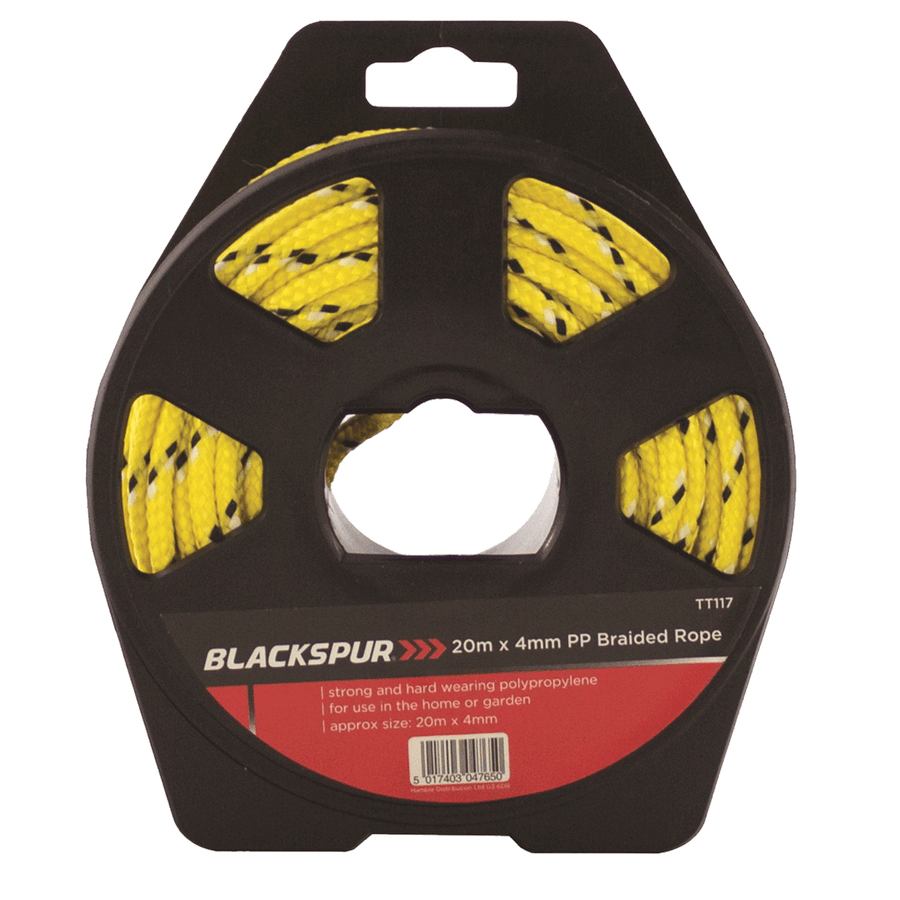 Blackspur 20M x 4mm PP Braided Rope On Reel