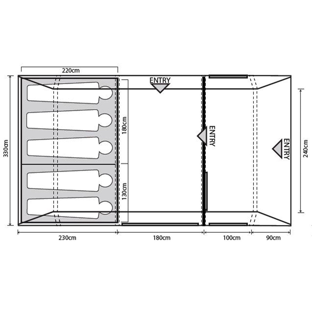 Outdoor Revolution Camp Star 500XL DT Poled Tent - Includes Footprint