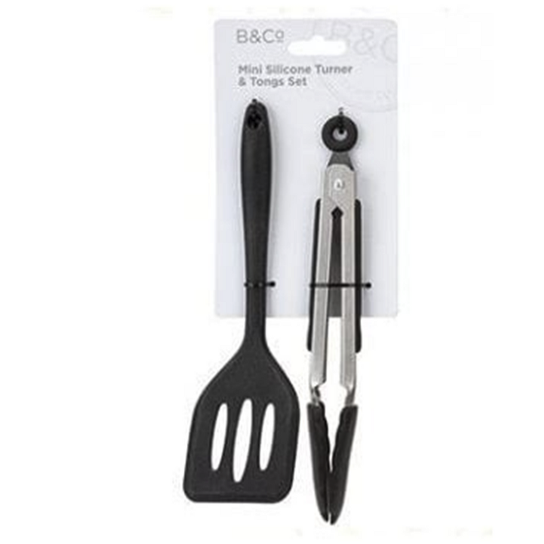 B&Co Mini Silicone Turner and Tongs Set